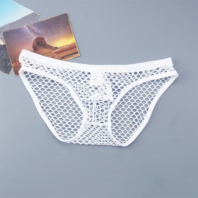Sexy Man Fishnet Mesh Underwear See Through Male Briefs Breathable and Comfortable High Quality Low Waist Panties — image 15