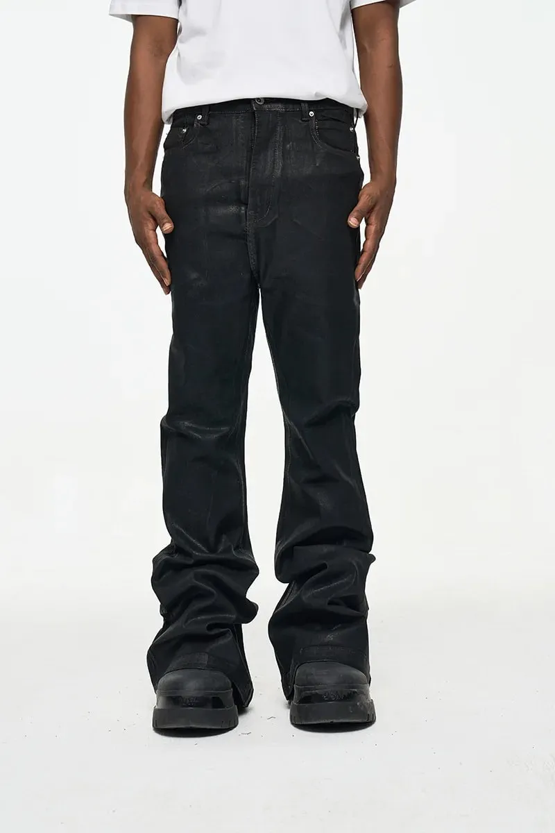 Jeans Panjang Lantai Berkobar Mikro Dilapisi High Street 2026 untuk Pria Celana Wax Mikro-elastis Longgar Pakaian Jalanan Retro — image 7