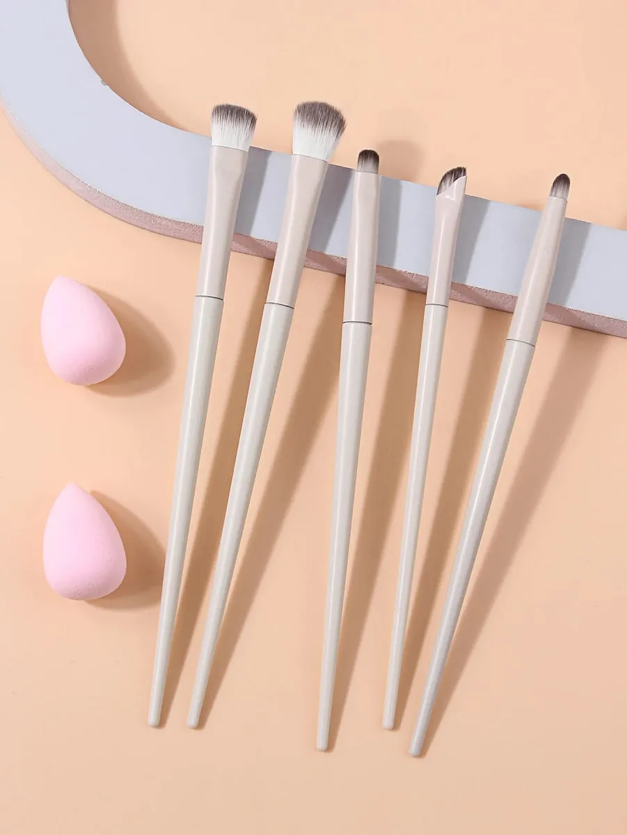 6Pcs Set Berus Solek 2Pcs Span Solek Berus Kosmetik Lembut untuk Pemerah Mata Pembayang Mata Concealer Kontur Wajah Alat Kecantikan Solek — image 2
