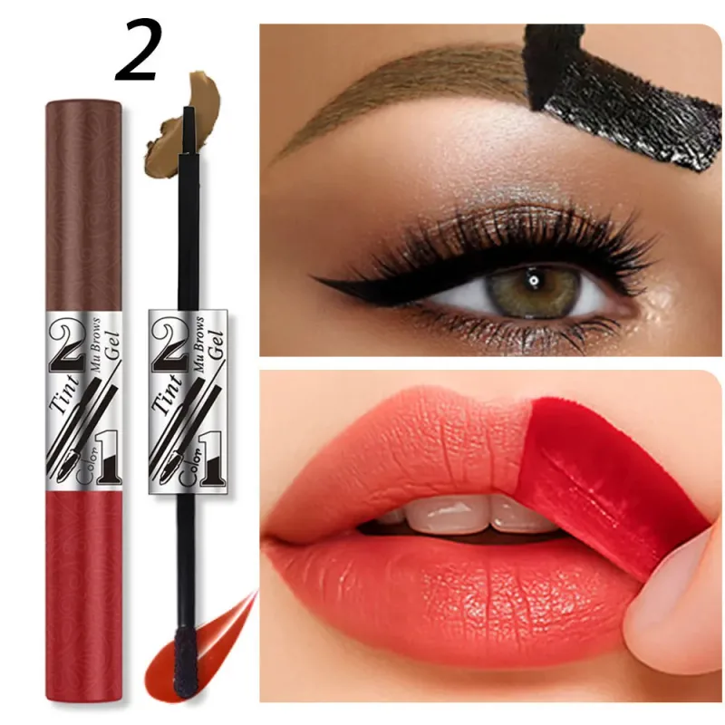 2in1 Lipstick Eyebrow Cream Double-Headed Tearable Sexy Lip Gloss Smooth Contour Waterproof Long-Lasting Lips Makeup Lipgloss