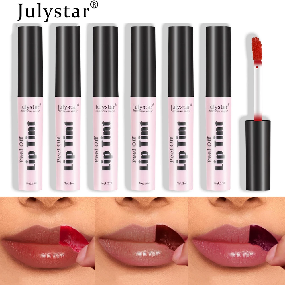Julystar Peel Off Liquid ลิปสติก 6 สีกันน้ำ Lasting Matte Pink Lip Gloss Moisturizer Tear-off Lip Stain เครื่องสำอางค์แต่งหน้า — image 3
