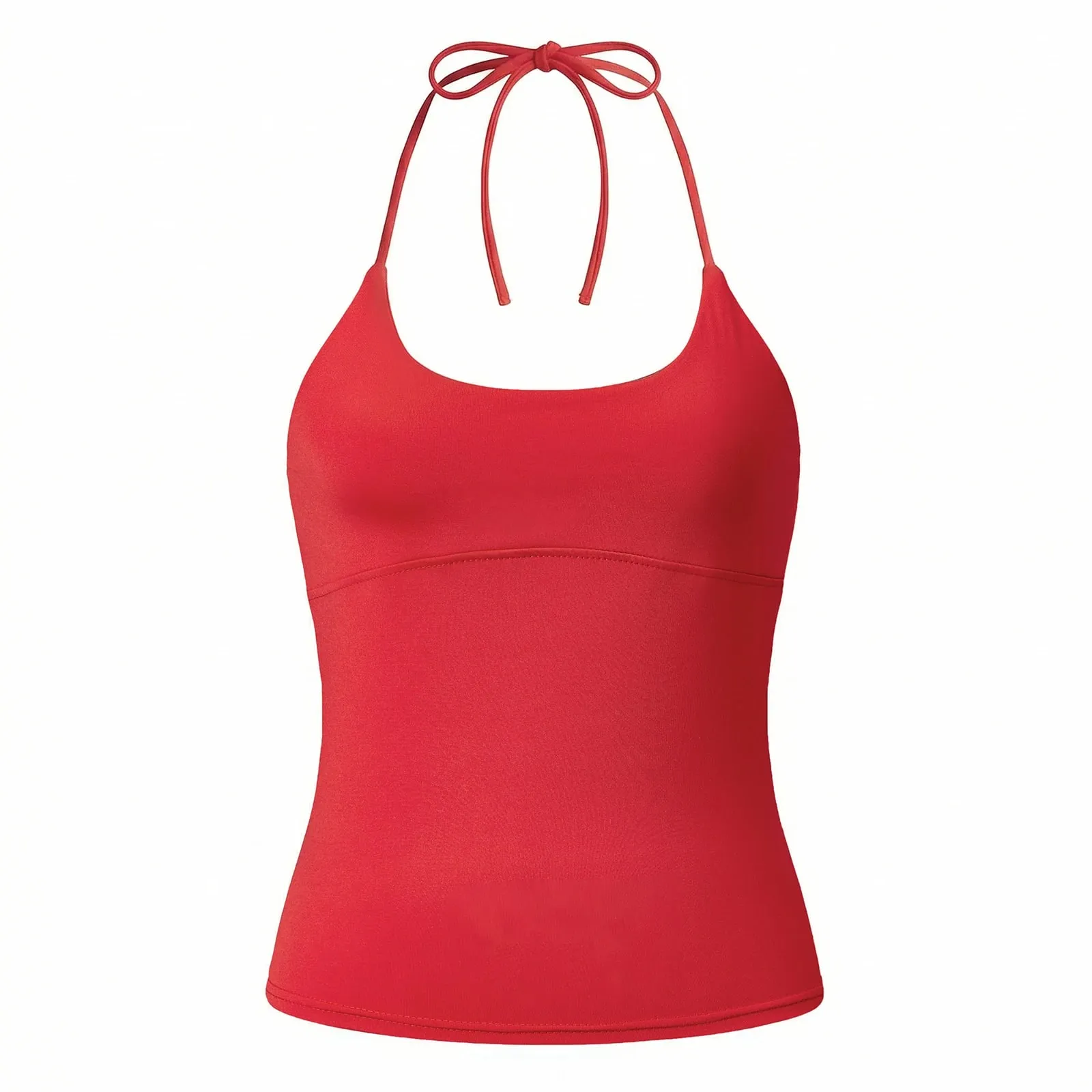 2026 Summer Women Solid Color Basic Vest Tie-up Halter U Neck Sleeveless Slim Fit Tank Tops Trendy Open Back Cami Streetwear — image 12