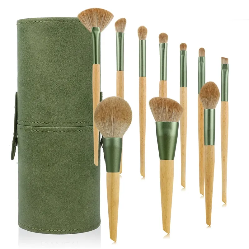 10 Pcs Set Berus Mekap Berus Kontur Berus Hidung Berus Pembayang Mata Serbuk Penyebaran Berus Kayu Runcing Pemegang Kayu Alat Kosmetik — image 8