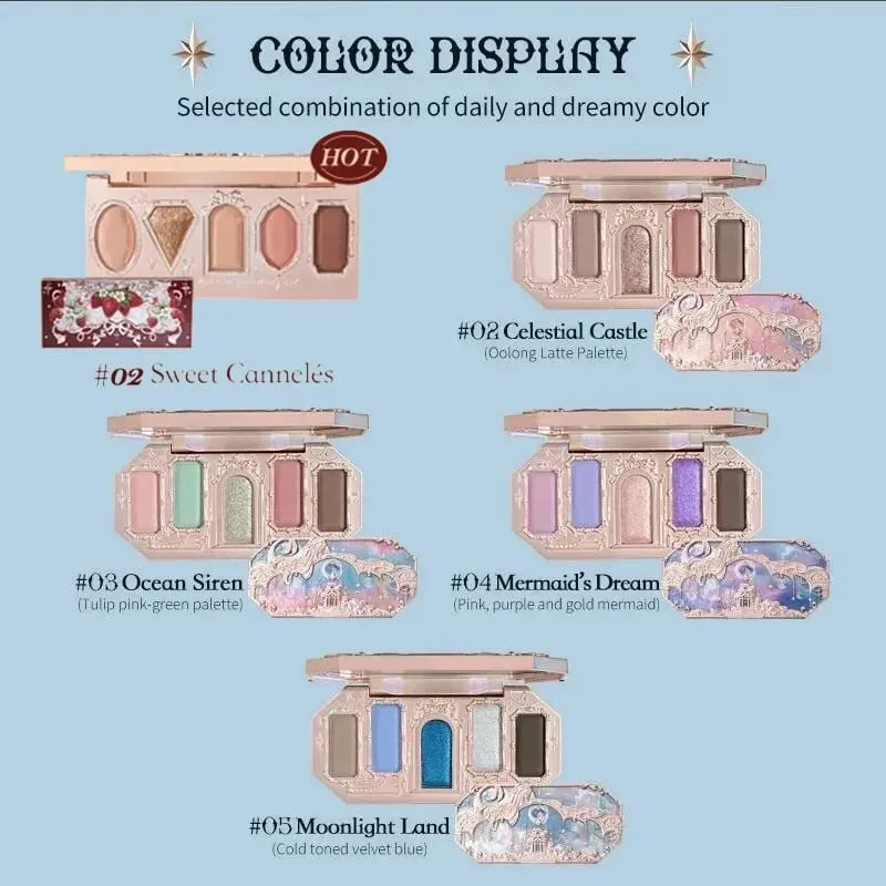 Flower Knows Makeup Full Set Moonlit Mermaid Eye Shadow Palette Matte Blush และ Lipgloss Flowerknows Kit กระเป๋าแต่งหน้าสำหรับผู้หญิง — image 2