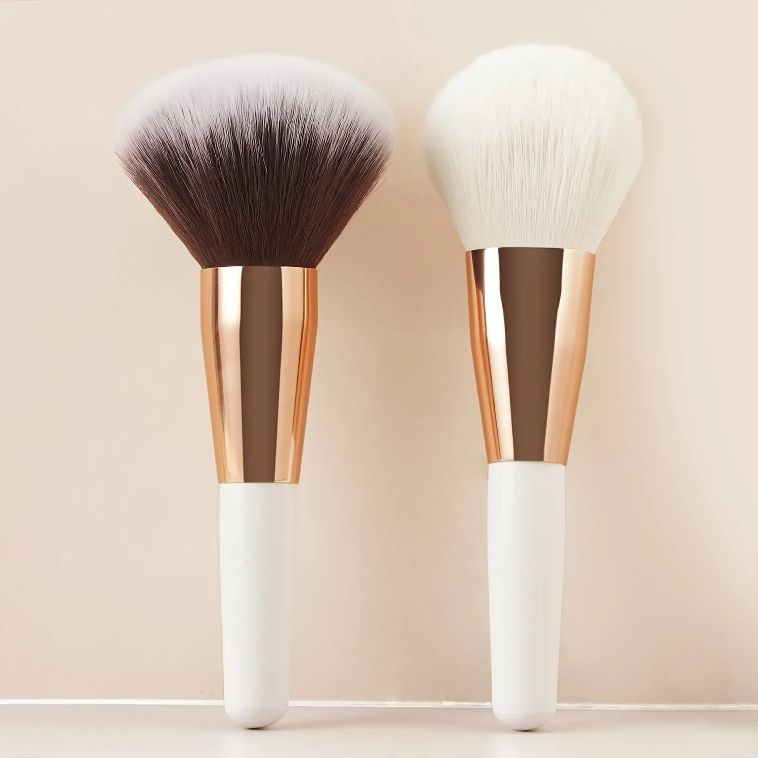 2PCS Travel Makeup Brushes - Powder & Blush Brush Set with Portable Case Vegan Nylon Bristles for On-The-Go Beauty — image 2