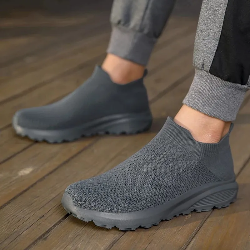 Högkvalitativa Sneakers Herr Bekväm Andas Lättvikt Mjuk Bred tå Halkfria Plattstrumpor Skor Utomhus Fritidssportskor — image 6