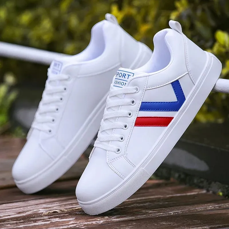 White Vulcanized Sneakers Men's Flats Comfortable Shoes Lace up Zapatillas Hombre Autumn Spring Fashion Sneakers Drop Shipping