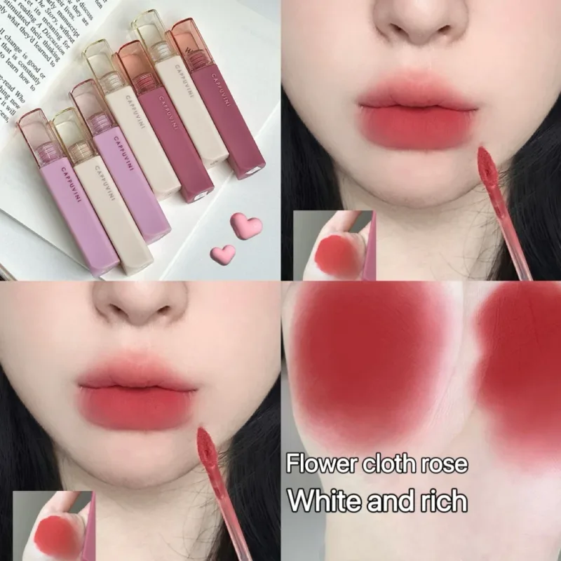 Cappuvini Matte Lip Gloss ความอิ่มตัวต่ำสีเทาสีชมพู Liquid ลิปสติก Waterproof Non-Stick No Fade Lip Tint เกาหลีแต่งหน้าเครื่องสำอาง — image 11