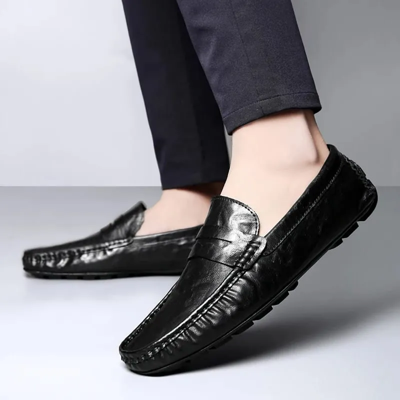New Classic Casual Leather Men Shoes High Quality Summer Soft Bottom Loafers Outdoor Slip on Driving Shoes Flat Designer Shoes — image 7