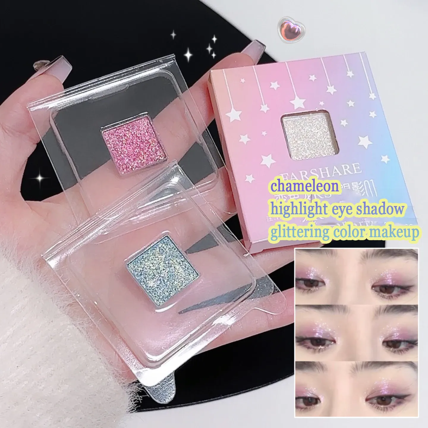 Nhiều Màu Kim Loại Thay Đổi Phấn Mắt Thẻ Chống Nước Tắc Kè Hoa Xanh Cực Sáng Bóng Toàn Phương Long Lanh Trang Điểm Mắt Cao Cấp — image 4