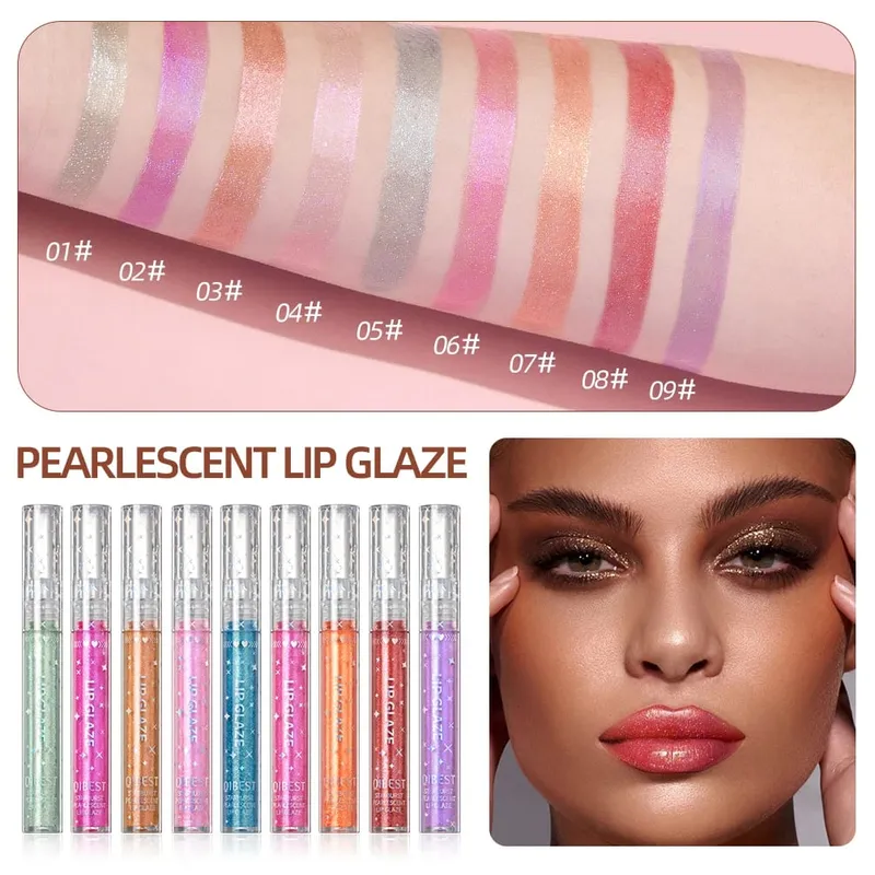 9 Farben Lipgloss-Sets, langlebiger Glitzer-Flüssig-Lippenstift, feuchtigkeitsspendend, leuchtender Lipgloss, Make-up, glänzende Lippenglasur-Sets — image 2