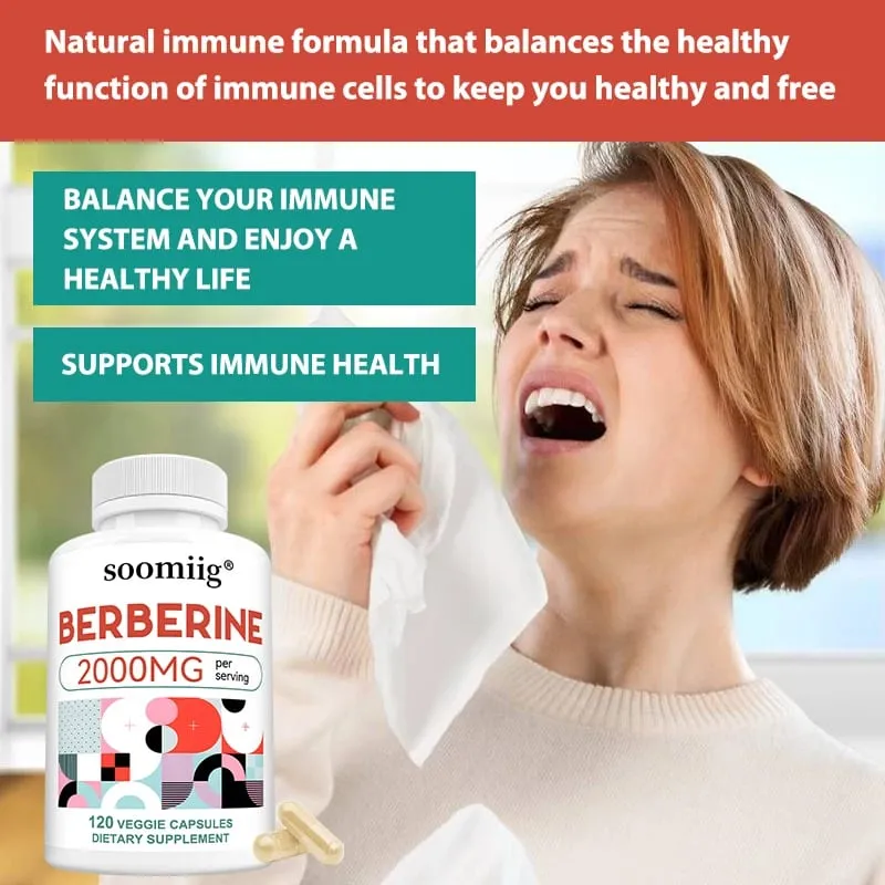 Berberine Extract Supplement - Immune System Support Healthy Gastrointestinal Tract Heart Health - 120 Capsules — image 2