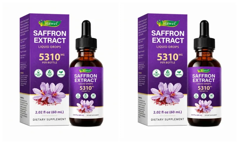 Saffron Extract Liquid Drops 117mg bawat Serving para sa Antioxidant Balanced Mood Healthy Sleep & Premenstrual Comfort Support 60ML