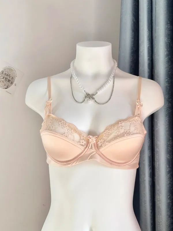 Set Bra Minimizer Renda Merah Populer Wanita Setengah Cangkir Ultra Tipis Payudara Besar Dukungan Lembut Pesta Pengantin Bulan Madu Malam Setelan 32-38 — image 12