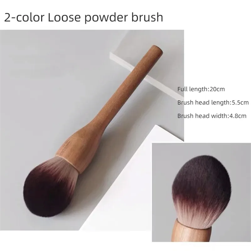 วอลนัทไม้ Handle แปรงแต่งหน้า Loose Powder Foundation Blush Contour แปรง Super Soft ความหนาแน่นสูงแต่งหน้าเครื่องมือแปรง