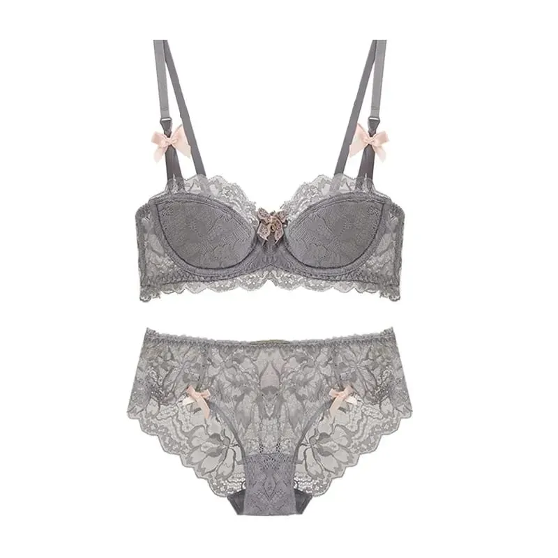 Français Pure Desire Bralette petit buste AB tasse Push Up sans fil dentelle soutien-gorge pour fille potelée nœud conception mince pli confort grande taille — image 7