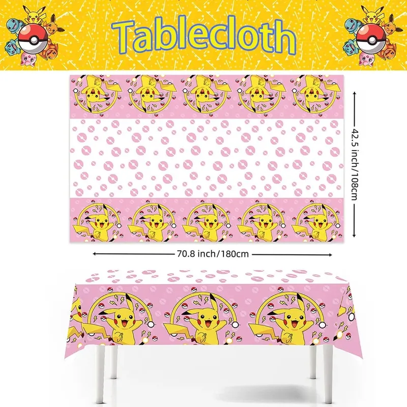 1/10 stk Pokemon dug Fødselsdagsdekoration Engangsdug Pikachu borddækning Børn Fødselsdagsgaver Baby Shower Supplies — image 2
