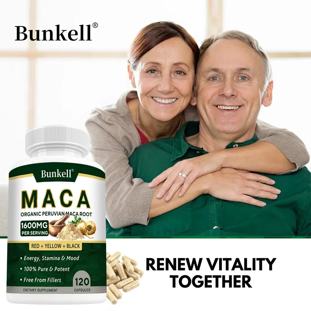 Capsule di radice di maca biologica 1600 mg - Nero Rosso Giallo Maca Performance vitale e supporto della massa muscolare per uomini e donne — image 2