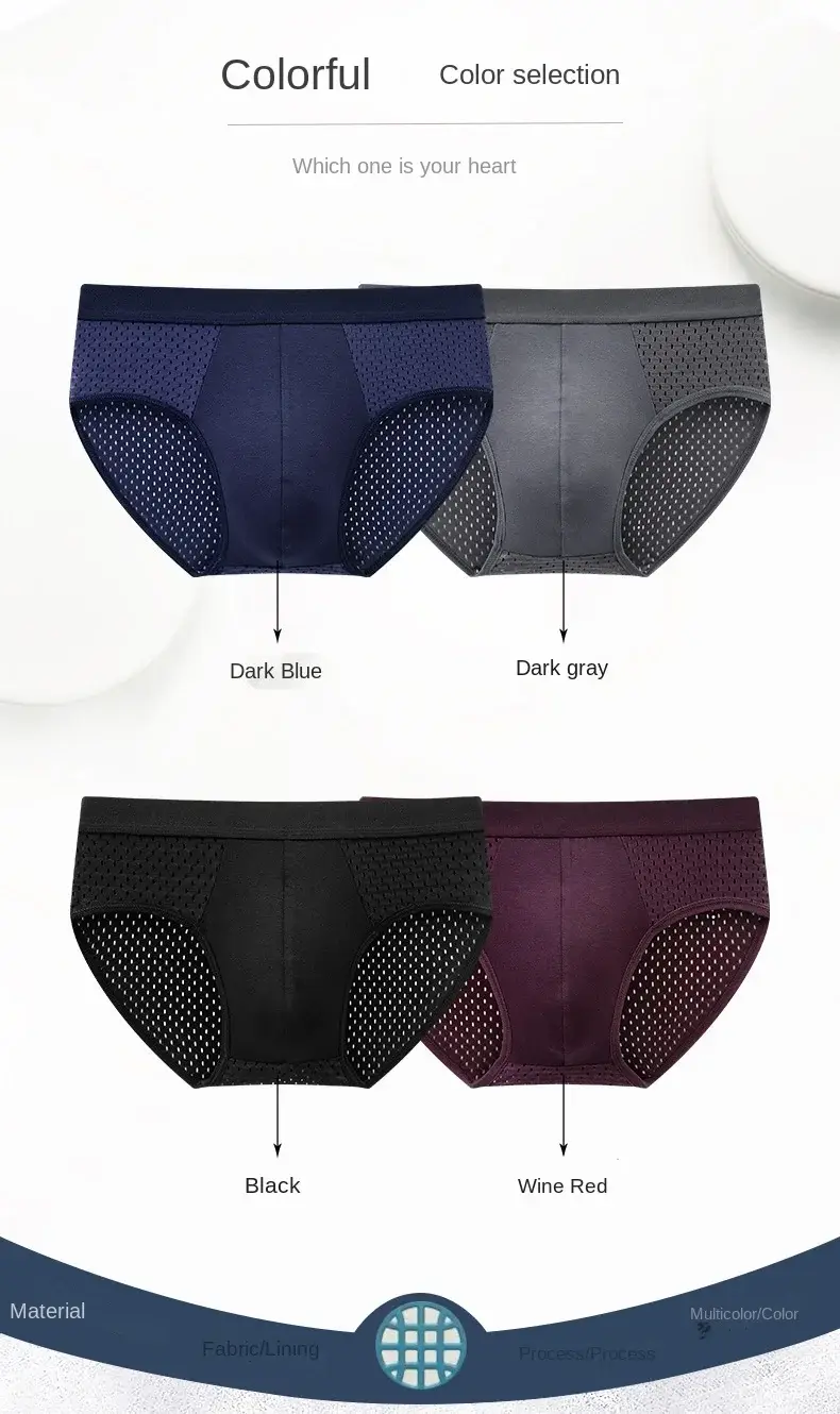 Seluar Dalam Sutera Ais Musim Panas Lelaki Pepejal Boxershorts Seluar Dalam Bernafas Seluar Dalam Buluh Serat Karbon Seluar Dalam Berongga Anti Bakteria — image 12