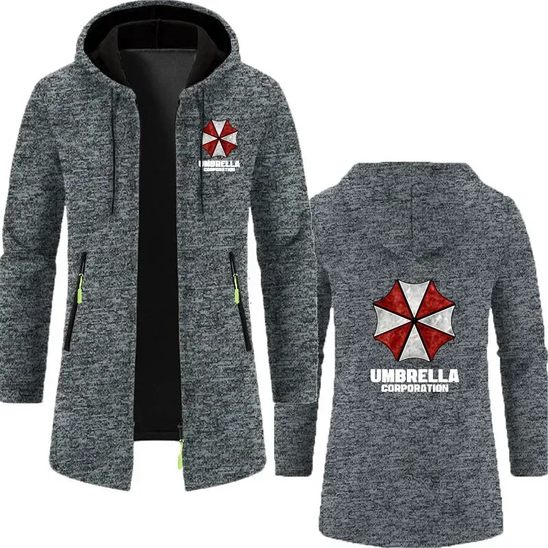 Umbrella company Men's long Hoodies Spring And Autumn Solid Color Zipper Pullover Comfort Harajuku Top Sweatshirts — image 6