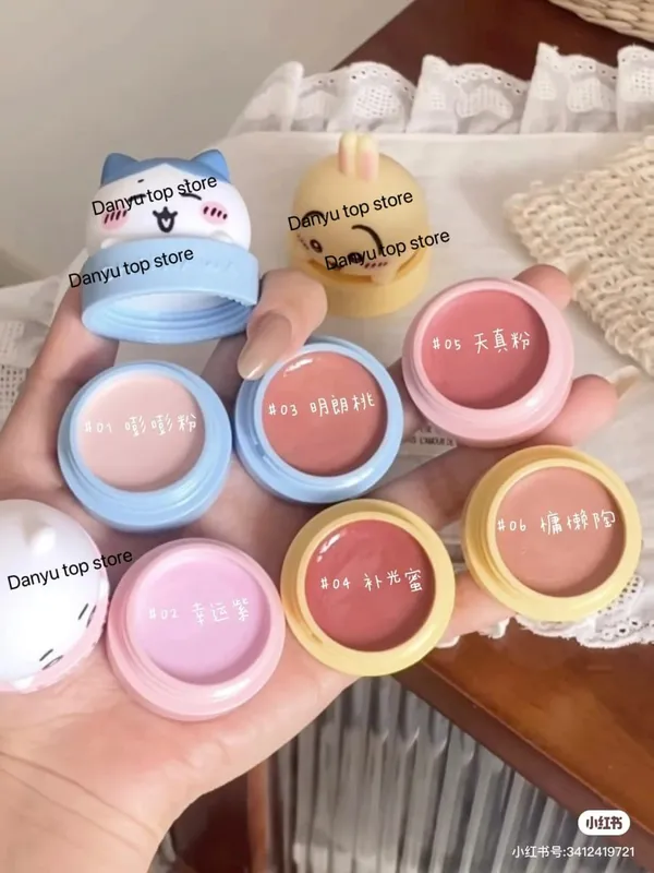 Pinkbear Single Blush Serbaguna Krim Cermin Lip Gloss Matte Lip Cream Air Kilauan cahaya Mekap Bibir Tahan Lama — image 1