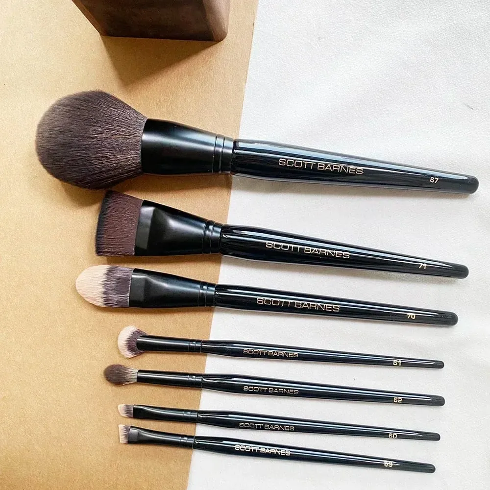 Set Berus Mekap Hitam Mewah dari SCOTT Alat Berus Kosmetik Rambut Sintetik Super lembut Pemerah Pipi Pembayang Mata.