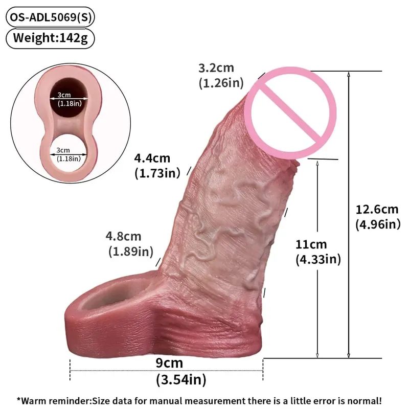 7.2in สมจริงอวัยวะเพศชาย Reusable อวัยวะเพศชายกับแหวนซิลิโคนอวัยวะเพศชาย Enlarger ชายผู้ใหญ่ของเล่นสำหรับชาย — image 29