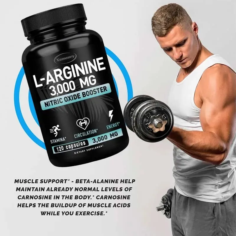 L-Arginin-Kapseln 3000 mg – Stickoxid-Booster – Verbessern Sie die Energieausdauerleistung und bauen Sie Muskelmasse auf — image 7