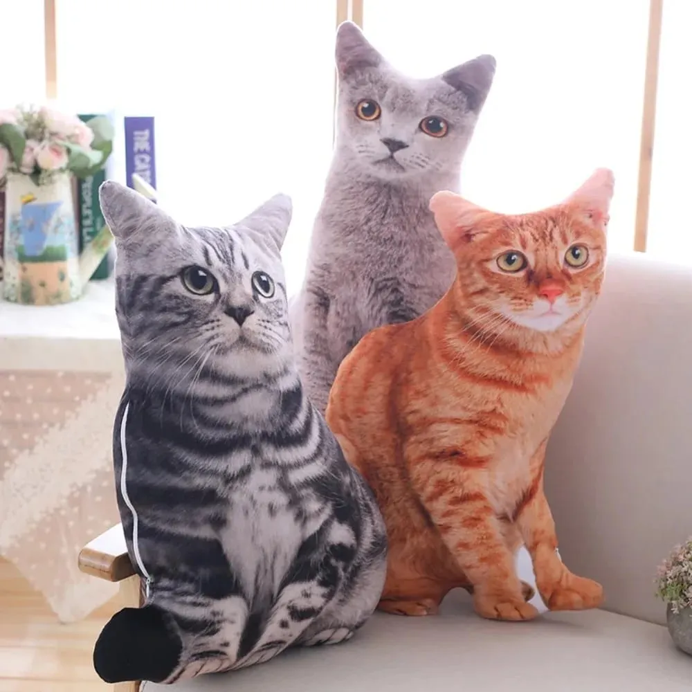 Plyšová realistická 3D kočičí panenka kreslená vycpaná simulace kočičí plyšový polštář Měkký polštářek na hračky Kawaii zvířátka pro děti pro dívky — image 2