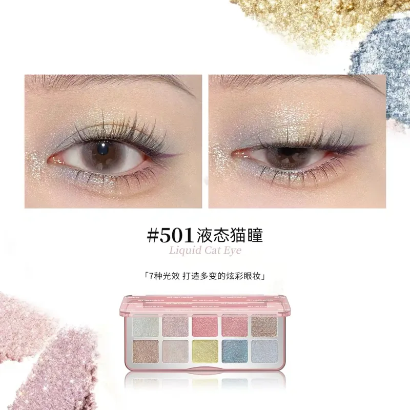 Palette de fards à paupières 10 couleurs, Portable, rose, mat, scintillant, scintillant, durable, perle, maquillage