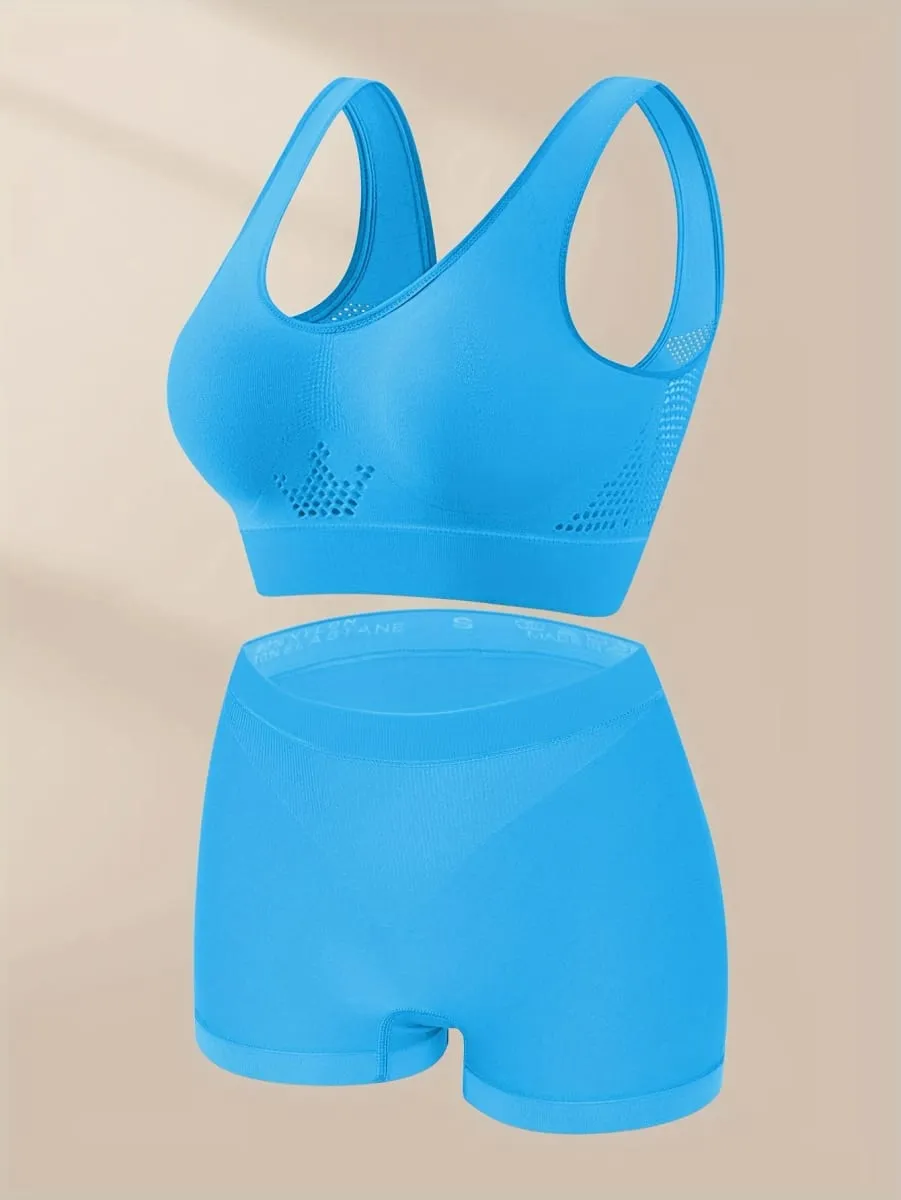 1 Set Women's lingerie set Plus Size Bralette Seamless Bra Comfortable Breathable Sports Bra Stretch Fabric Boxers — image 5