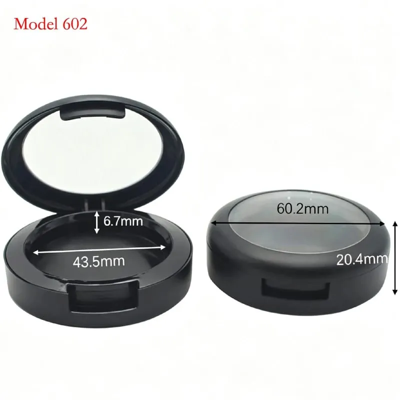 Batchpris for sort farve rund form plast makeup emballage Tom kompakt pulveretui Pulver Blusher Container — image 8