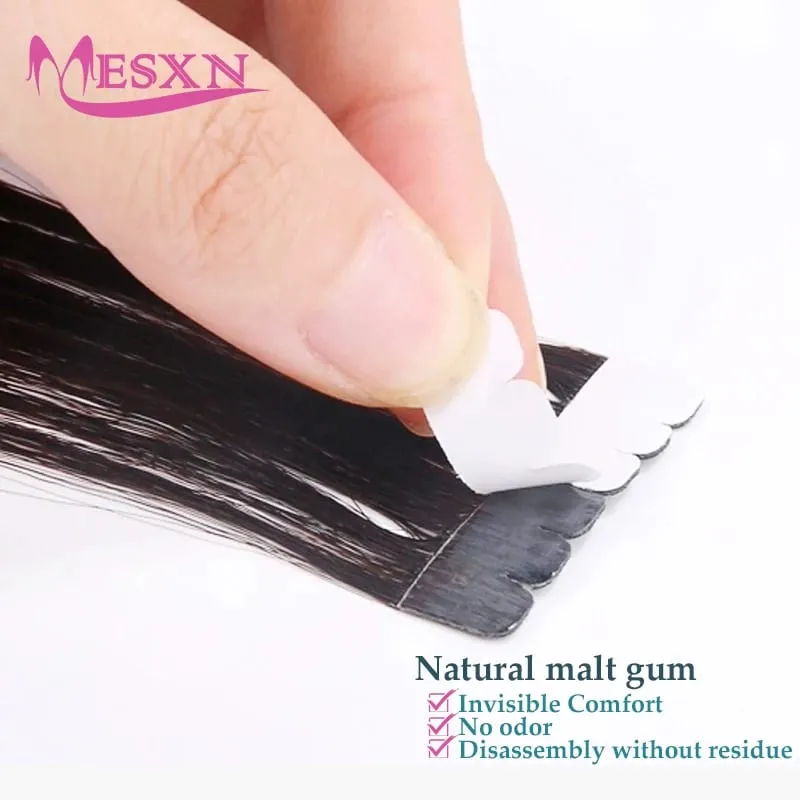 High Quality Straight Mini Tape In Human Hair Extensions Real Natural Hair Extension Black Brown Blonde Invisible Thicken — image 3