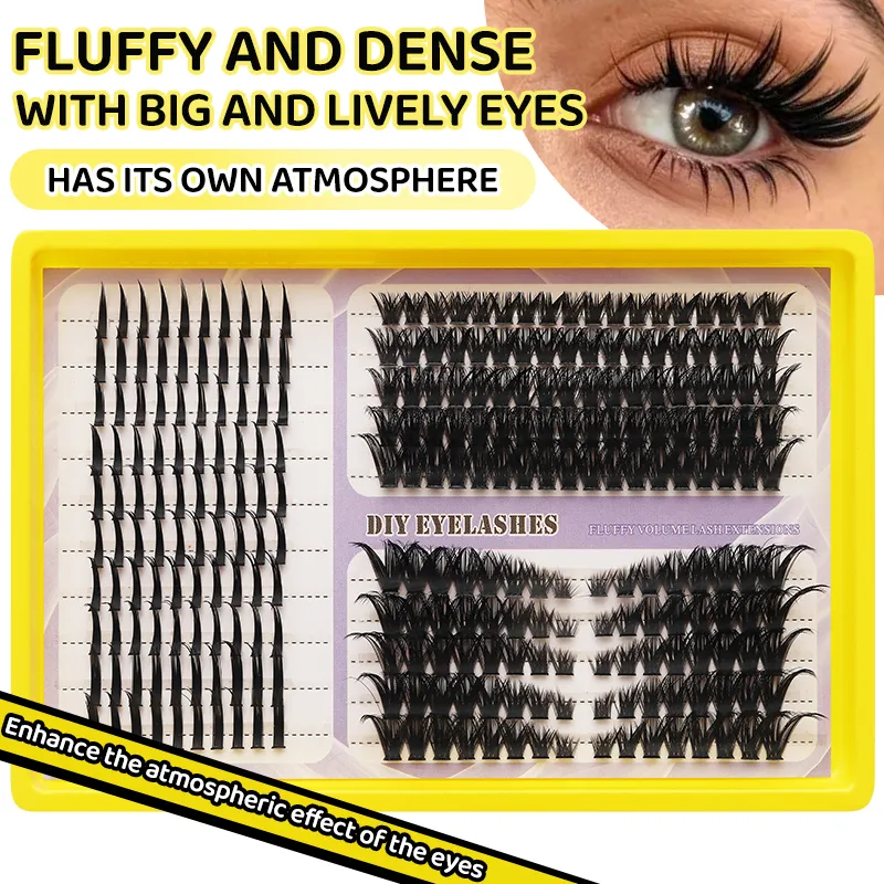 Fluffy Mixed DIY Cluster Lash Extensions 20 Rows Volume Individual Lashes Dramatic D Curl Thick Cluster Eyelashes — image 5