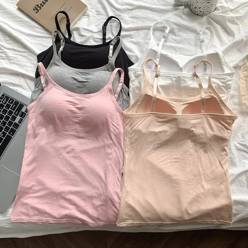 2020 Cho Nữ Xe Tăng Áo Dây Đeo Có Thể Điều Chỉnh Tích Hợp Cốc Đệm Không Dây Yếm Camis Áo Vest Nữ Nhà Cơ Bản Bể — image 6