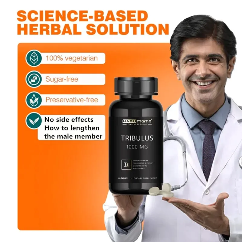 Tribulus Terrestris 1000 mg di estratto in polvere 60 compresse - Integratore per potenziare la resistenza maschile e prestazioni ad azione rapida — image 2