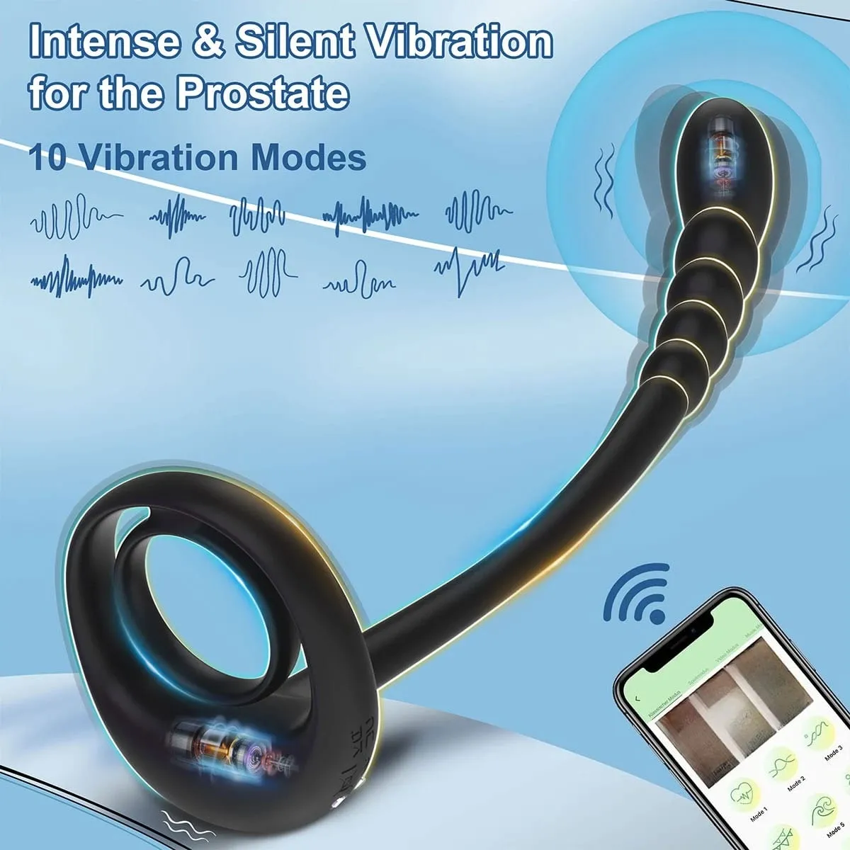 APP di Controllo Remoto Cockring Anello Vibratore per Gli Uomini Testicolo Massaggio Prostata Stimolare Anale Butt Plug Masturbatore Giocattolo Adulto Del Sesso — image 3