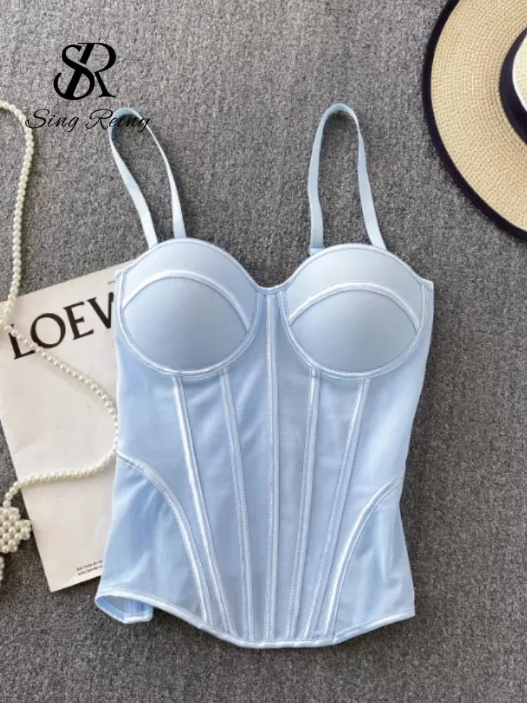Corset de luxe en maille pour femmes, Camisole à bretelles, Lingerie solide, haut d'été de haute qualité, contrôle du ventre, débardeur de fête transparent, 2026 — image 10