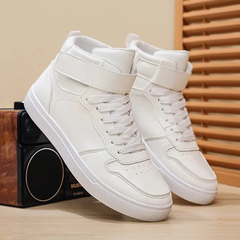 Baskets vulcanisées blanches chaussures plates confortables pour hommes à lacets Zapatillas Hombre automne printemps baskets hautes grande taille 39-48 — image 5