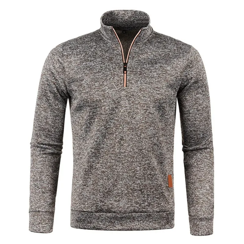 Autumn Men's Half Zipper Sweatshirt Long Sleeve Solid Color Pullover Turtleneck Streetwear Winter Warm Jacket Sport Coats — image 8
