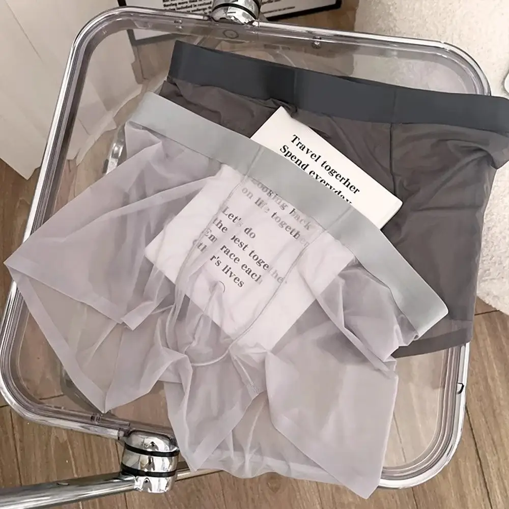 Mutandine da uomo elastiche sexy da uomo Asciugatura rapida Boxer ultrasottili Boxer trasparenti Intimo U Custodia rigonfiamento Sexy Und — image 13