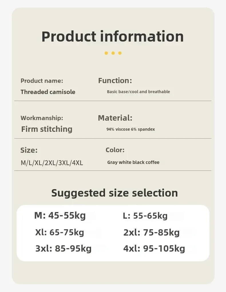 M-4XL für 45–105 kg, gefädeltes Baumwoll-Camisole-Top in Übergröße mit integriertem BH für Damen, modale, nahtlose Unterwäsche, Tank-Tops — image 7
