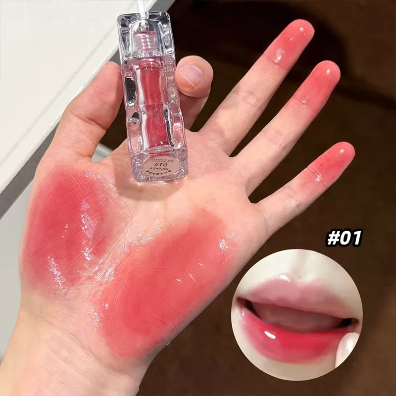 Brillant à lèvres miroir aqueux, hydratant durable, facile à porter, vernis à lèvres en verre d'eau, teinte rouge Sexy, cosmétiques — image 8