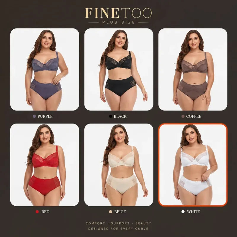Nhẹ Ren Nội Y Bộ Áo Ngực Dành Cho Plus Size Nữ Mỏng Cúp Quần Lót Có Quần Lót Thoải Mái Nâng Hàng Ngày