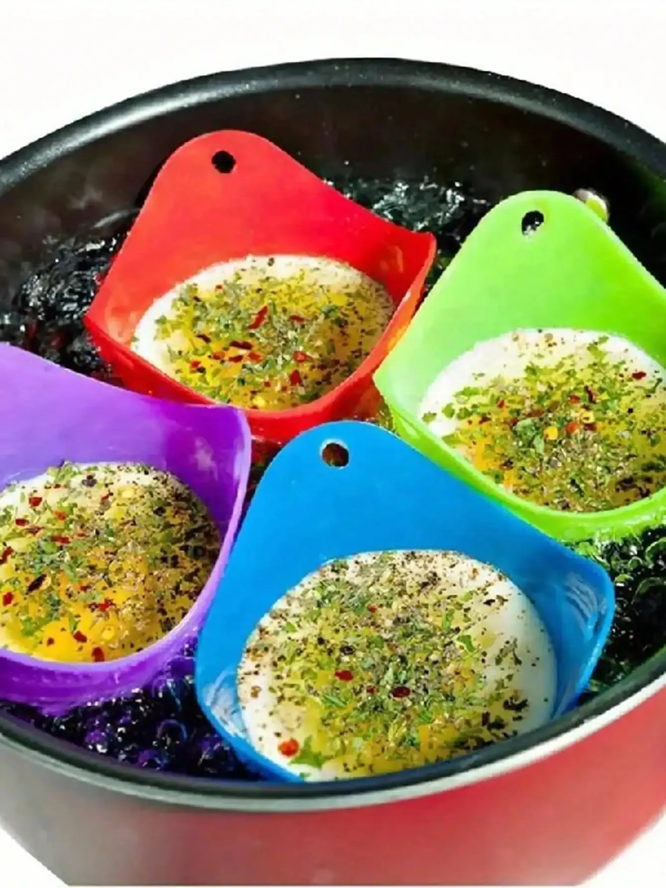 4 pz In Colori Casuali Cuoci Uovo Stampo Tazza In Silicone Uovo Bracconiere Tazze di Uovo In Camicia Per Microonde Friggitrice Ad Aria Piano Cottura Uovo Cottura — image 2