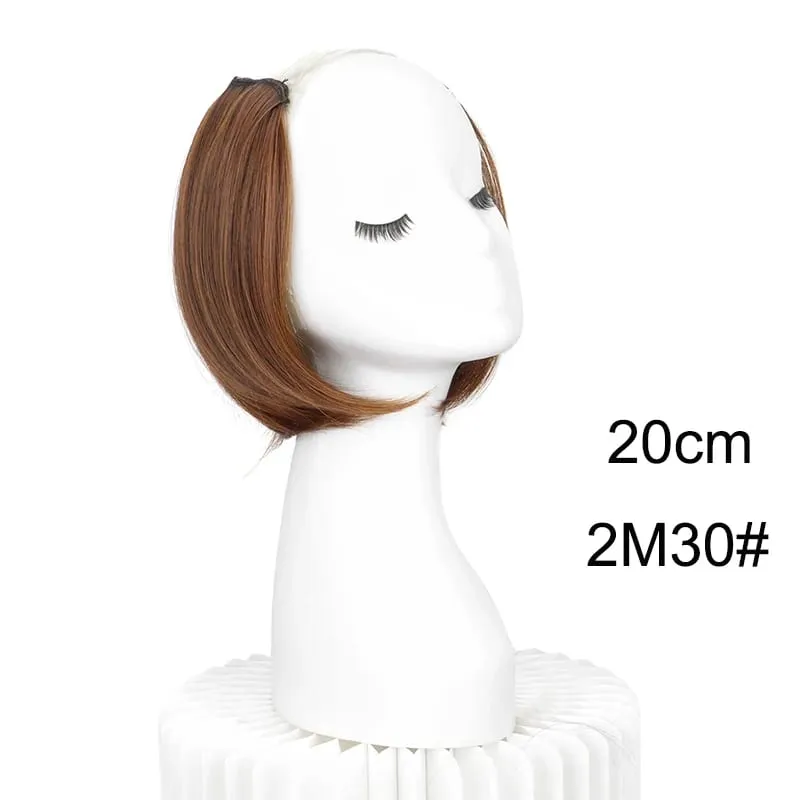 20/30cm Synthetic Short Straight Internal Buckle V-shaped Half Head Hair Extension Invisible Hairpiece for Women — image 9
