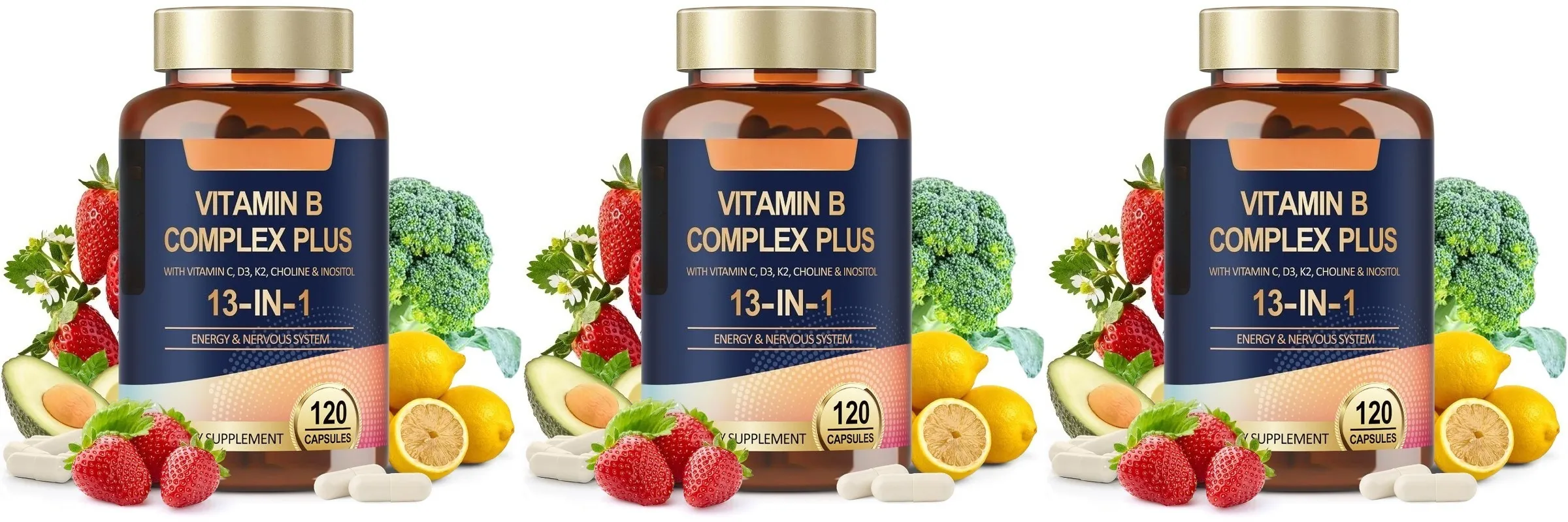 วิตามิน B Complex Plus13-in-1 120 มังสวิรัติแคปซูลพลังงานสนับสนุนสุขภาพภูมิคุ้มกัน Nerve Function Skin Wellness สารต้านอนุมูลอิสระอาหารเสริม — image 9