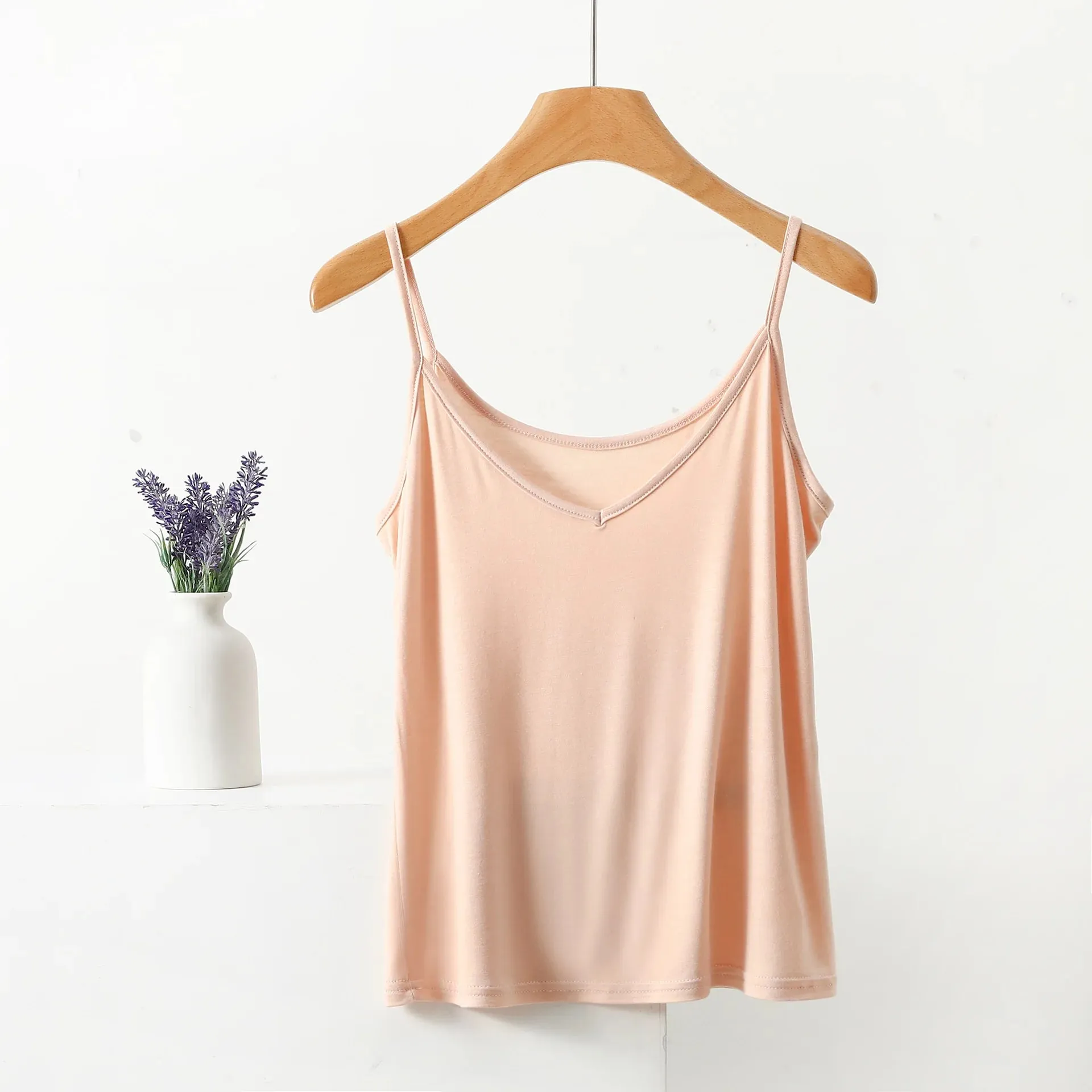Spaghettiträger-Top für Damen, Neckholder, V-Ausschnitt, Basic-Cami, ärmellose Tanktops, Damen-Sommer-Unterhemd, einfarbig — image 9
