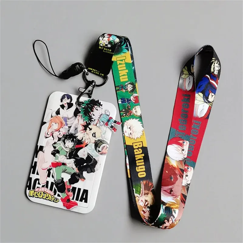Tokoh My Hero Academia Pemegang Kad Kartun Pelajar Lanyard Telefon Bimbit Kampus Kartun Clutch Deku All Might Pemegang Kad Kartun — image 8