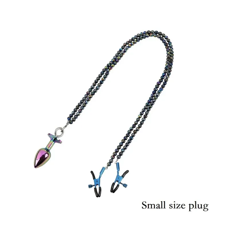 Piccole medie grandi perline anali Butt plug Morsetti per capezzoli di perle Set con catena Clip per seno in metallo Bondage Coppia schiava Gioco Giocattolo del sesso — image 18
